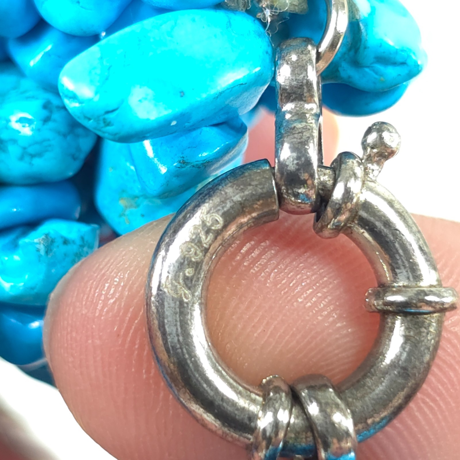 VINTAGE CAROLYN Pollack Sterling Silver .925 BLUE Turquoise Necklace 21 in *EUC*