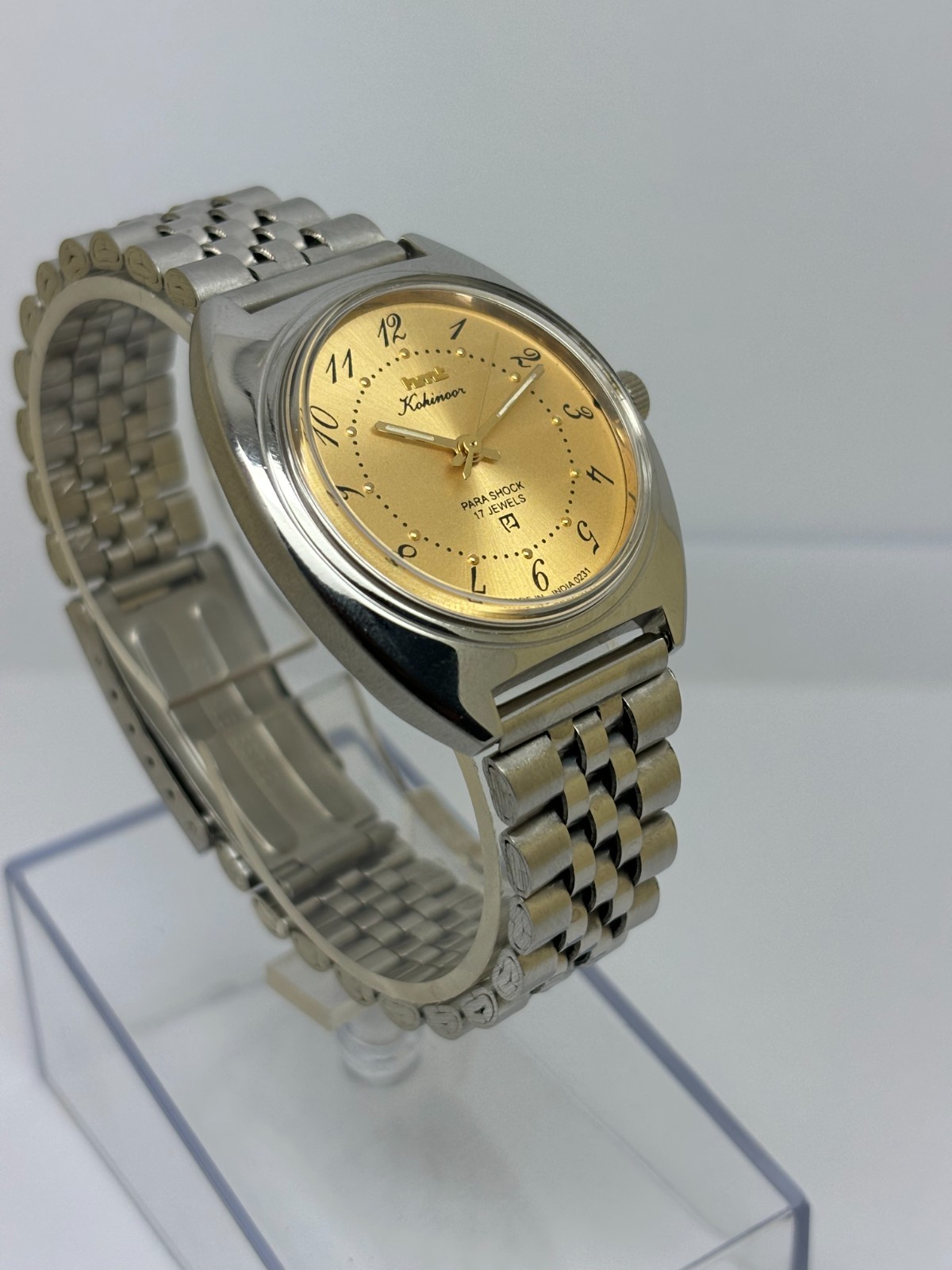Vintage HMT Kohinoor Gold Dial Mechanical hand Winding Transparent Back Case