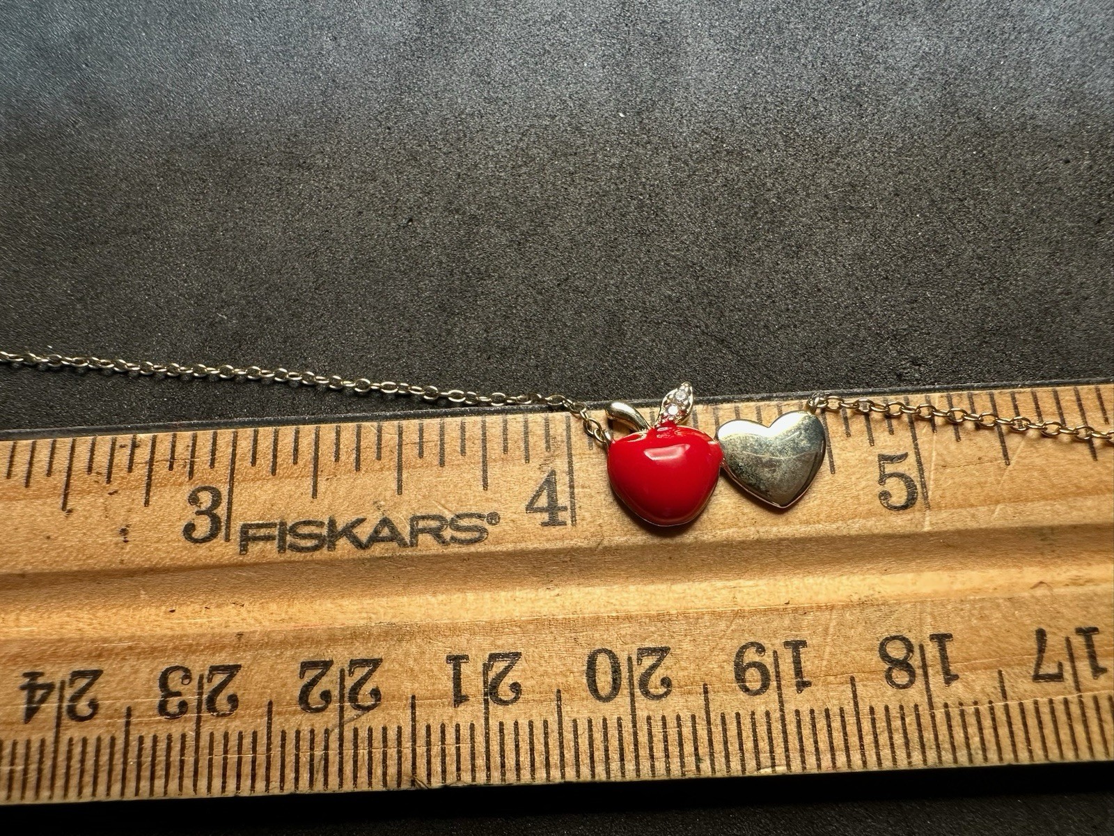 2.00g Vintage Sterling Silver 925 Heart Apple Necklace Adjustable Red M 20 in