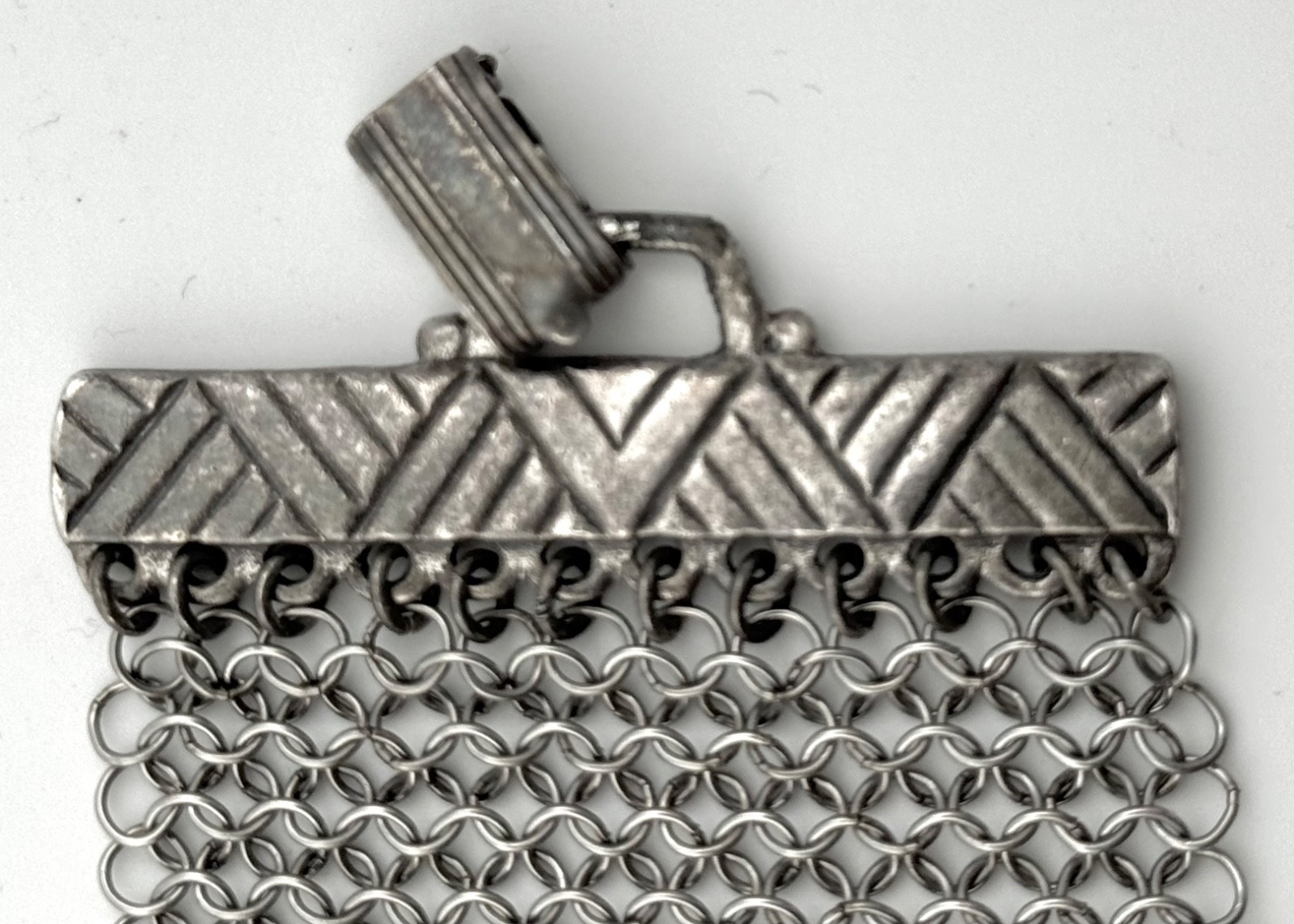 Vintage Silver Tone Signed Anthony Ferrara Mesh Bracelet Rhinestones