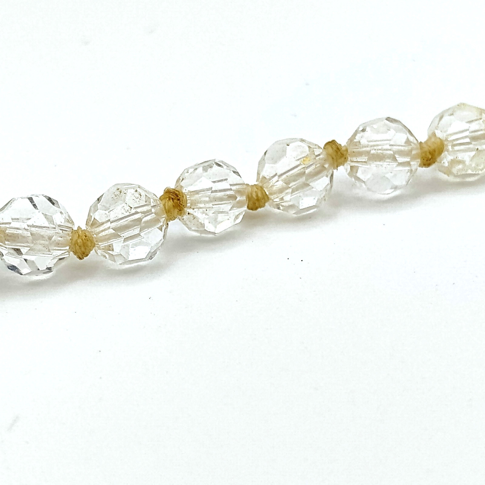 Vintage Cultured Pearl Bib Necklace Clear Glass Beads 21in