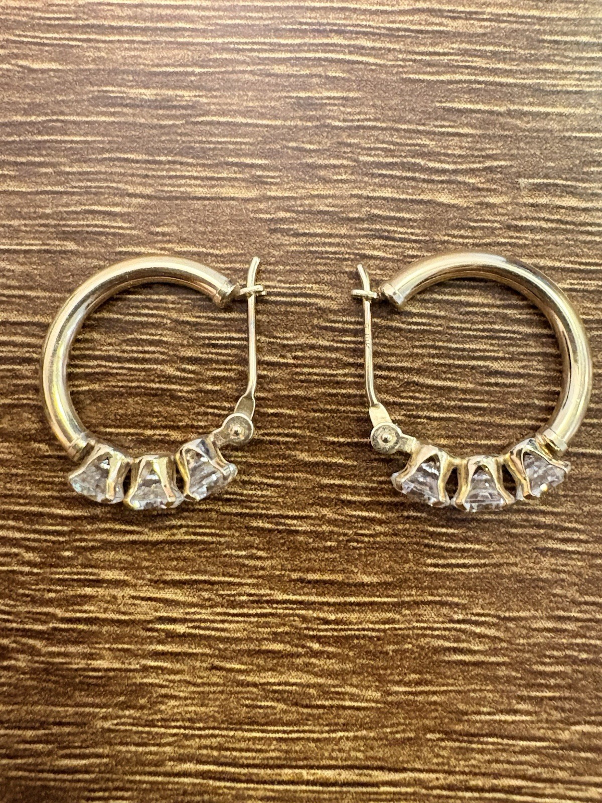 14K Yellow Gold CZ Mini Hoop Huggie Earrings
