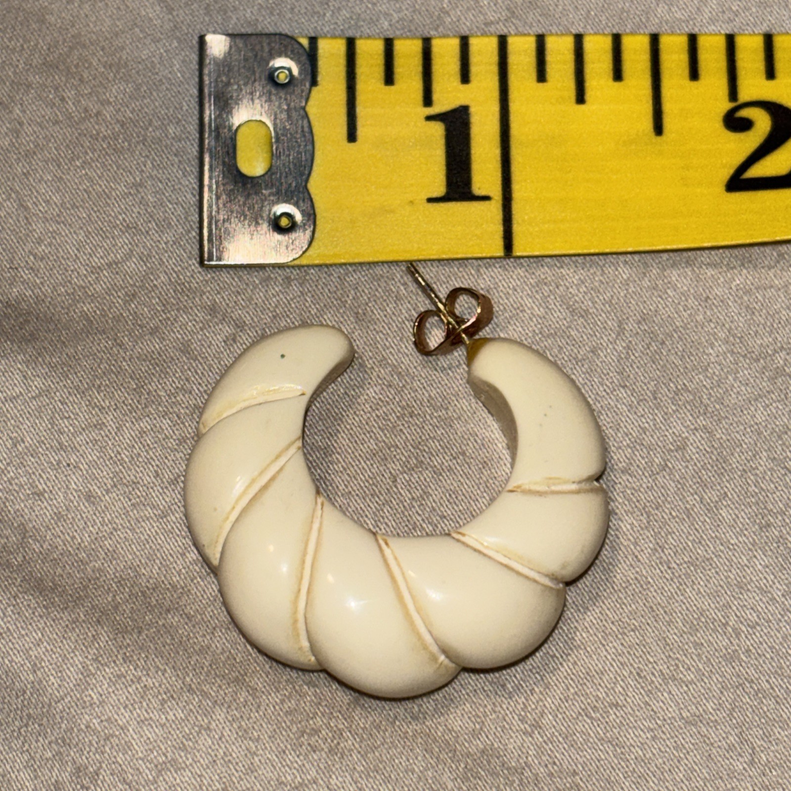 BONE OR CELLULOID HALF HOOP THICK EARRINGS