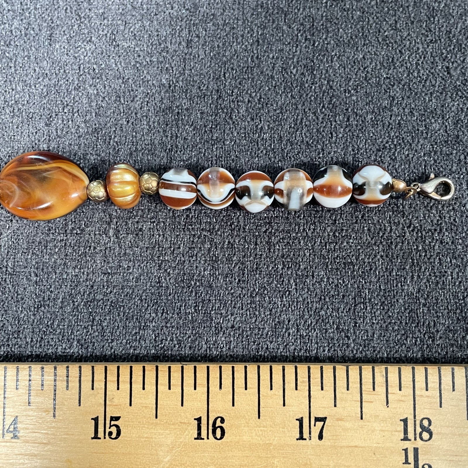 Vintage Napier Geometric Multi Color Agate Stone & Gold Tone Beads Necklace 18″