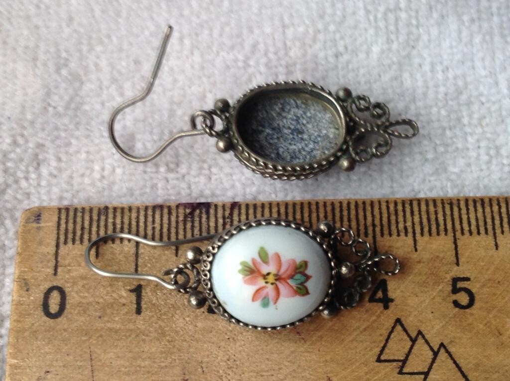 Earrings for Women Vintage Cupronickel Enamel Jewelry Flowers Nice