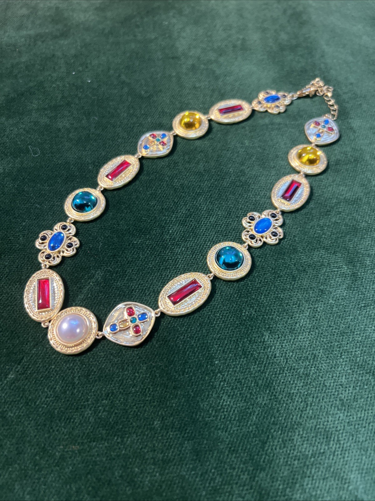 Signed Reya Multicolor Gold Plated Jewels Of India Necklace tik tok Famous HTF