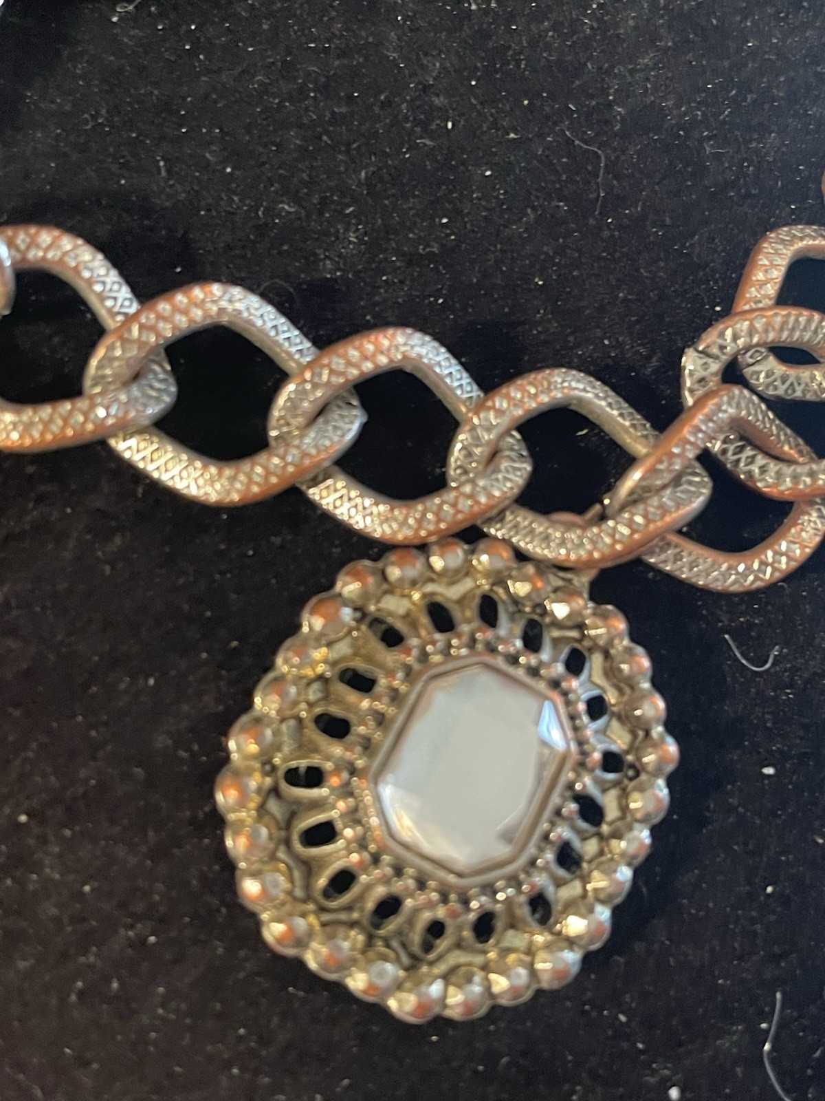 Vintage Gold & Silver Tone Cameo Charm Bracelet Adjustable Size Unknown Material