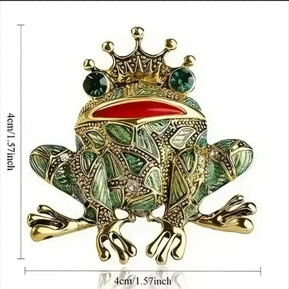 Vintage Black Frog Brooch Green Eyes Toad Pin Unisex Coat Scarf Gift Accessory