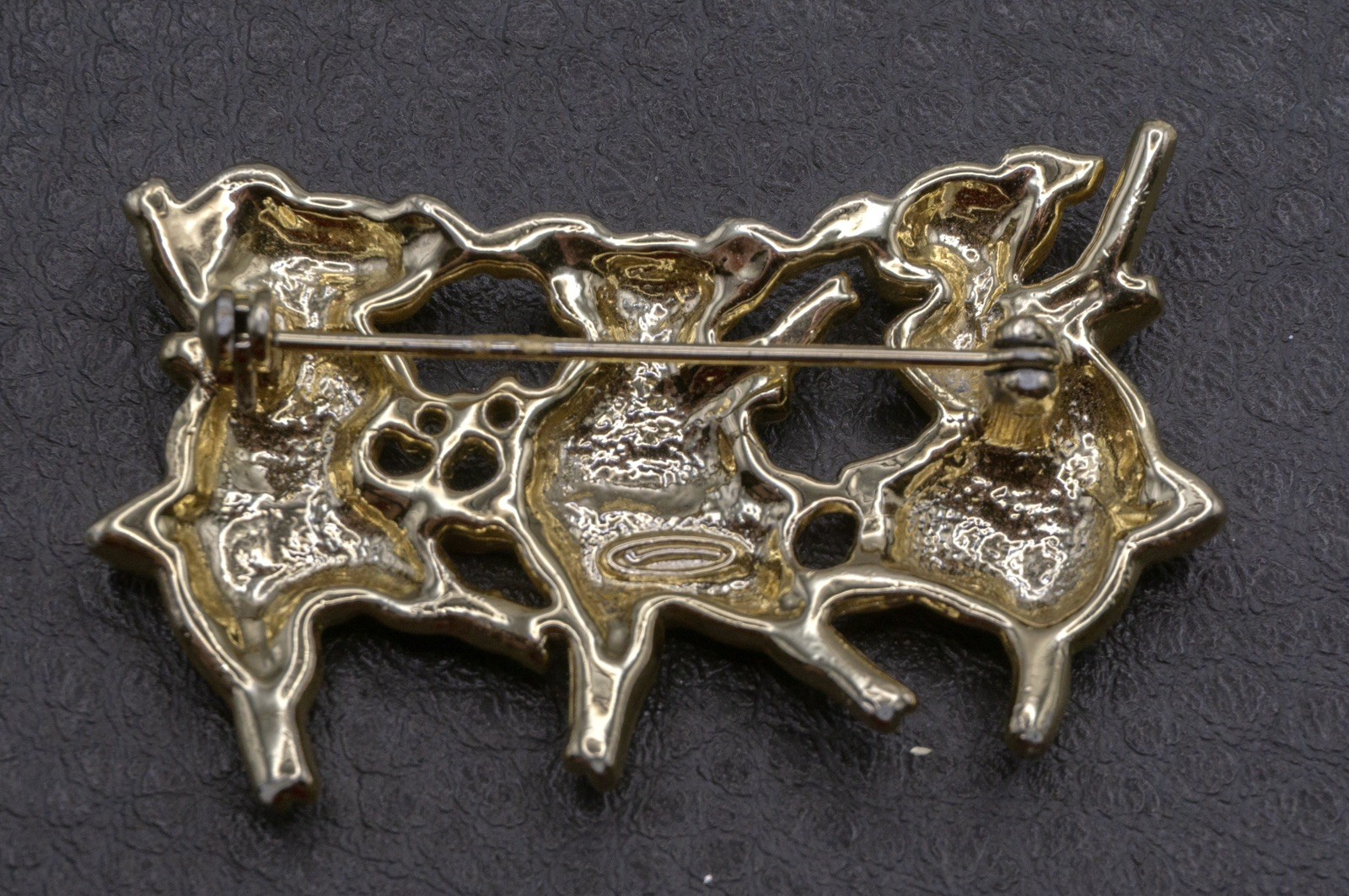 Brushed Gold Tone Brooch Pin Pigs Dancing Vintage MCM Piglets Ballerina