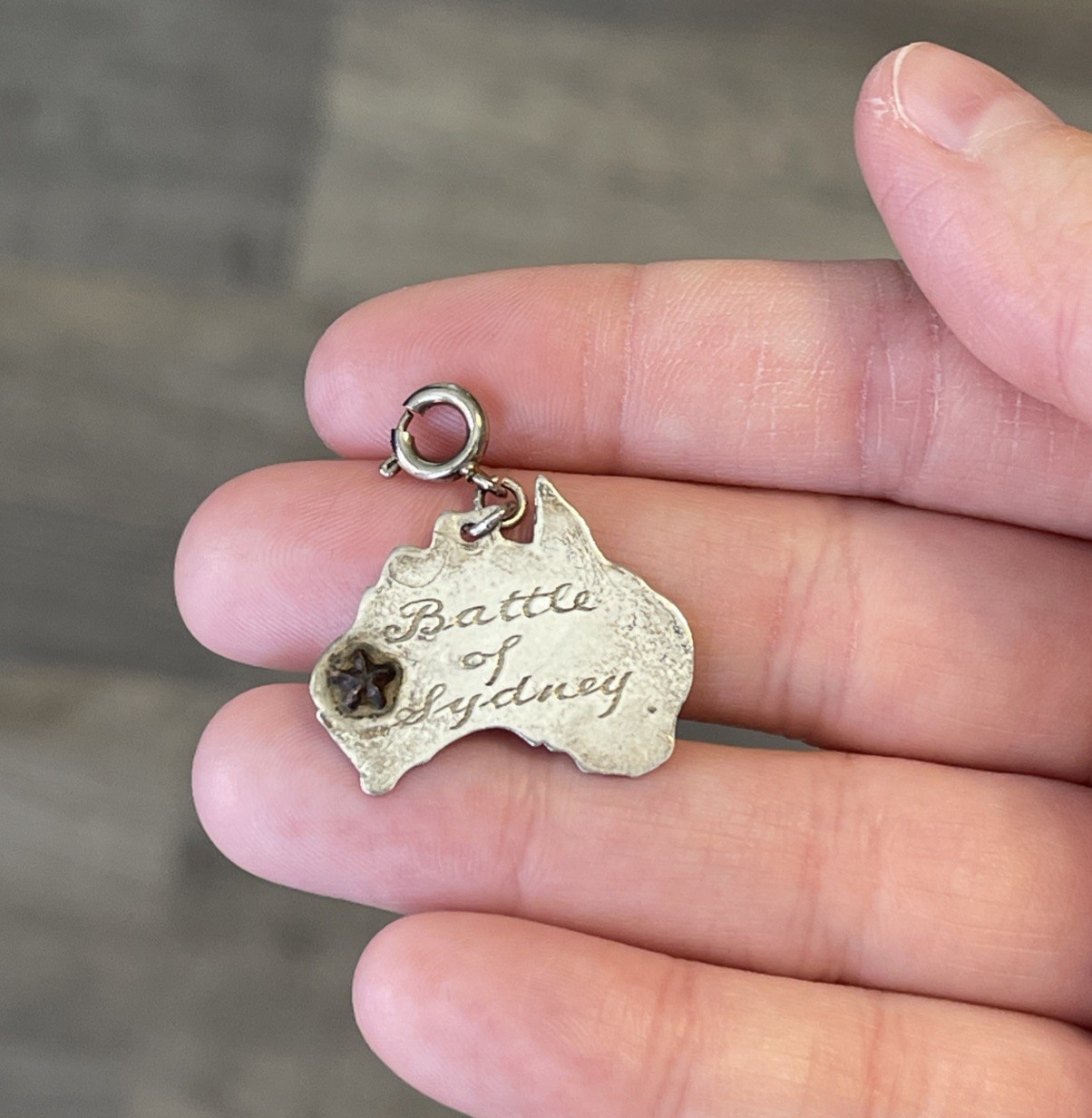 Battle of Sydney 1945 Australia WW2 Valor Sterling Silver Charm. Engraved. 2.35g