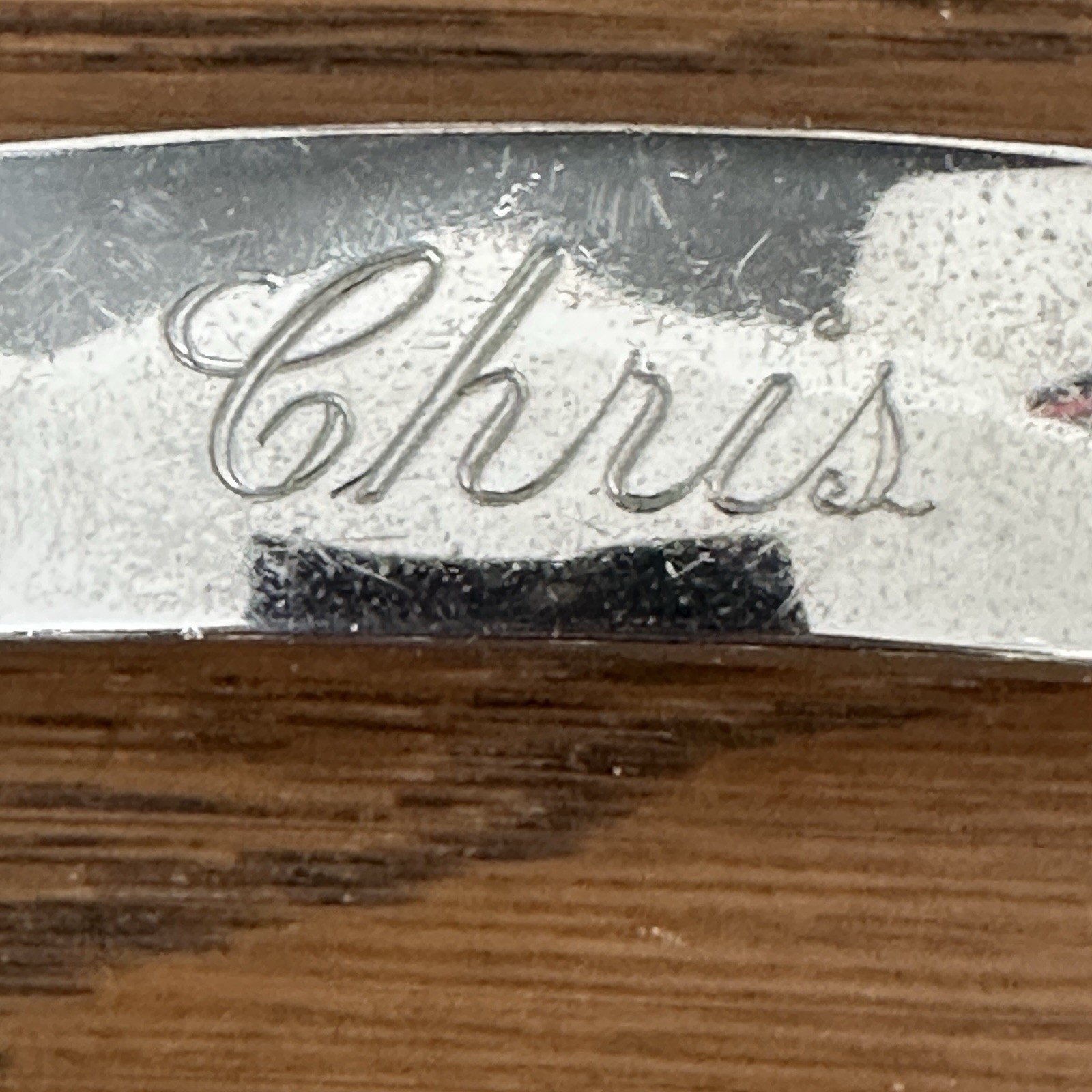 Vintage ELCO Nickel Silver Identity ID Curb Chain Bracelet 8″ MCM “Chris”