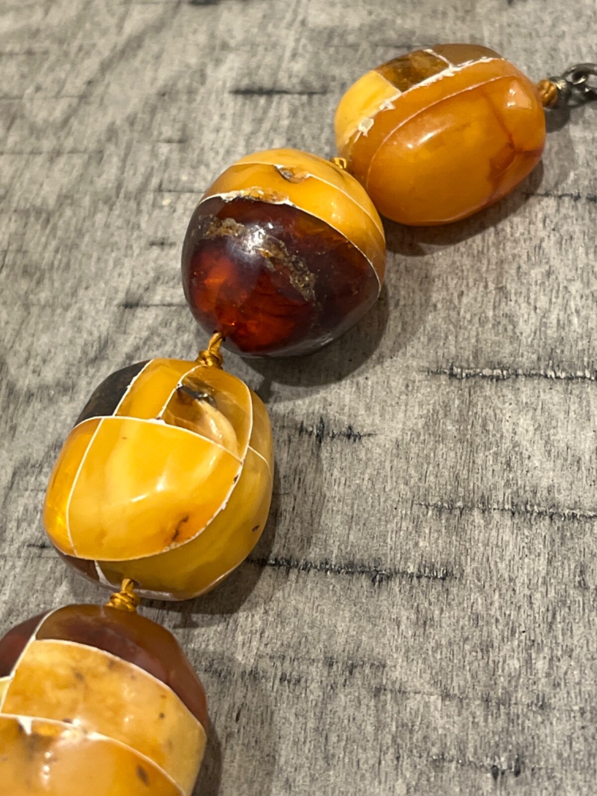OLD massive butterscotch baltic amber cobblestone-work 26.5″ necklace 062024eH@