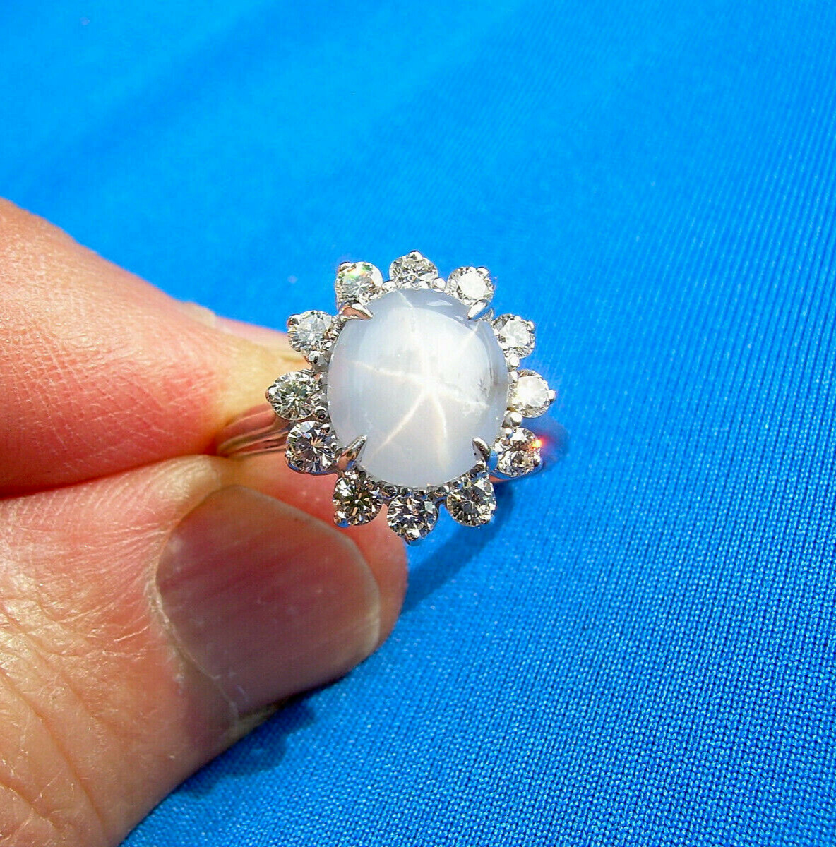 Original EARTH MINED STAR SAPPHIRE DIAMOND Deco Engagement Ring Diana Solitaire