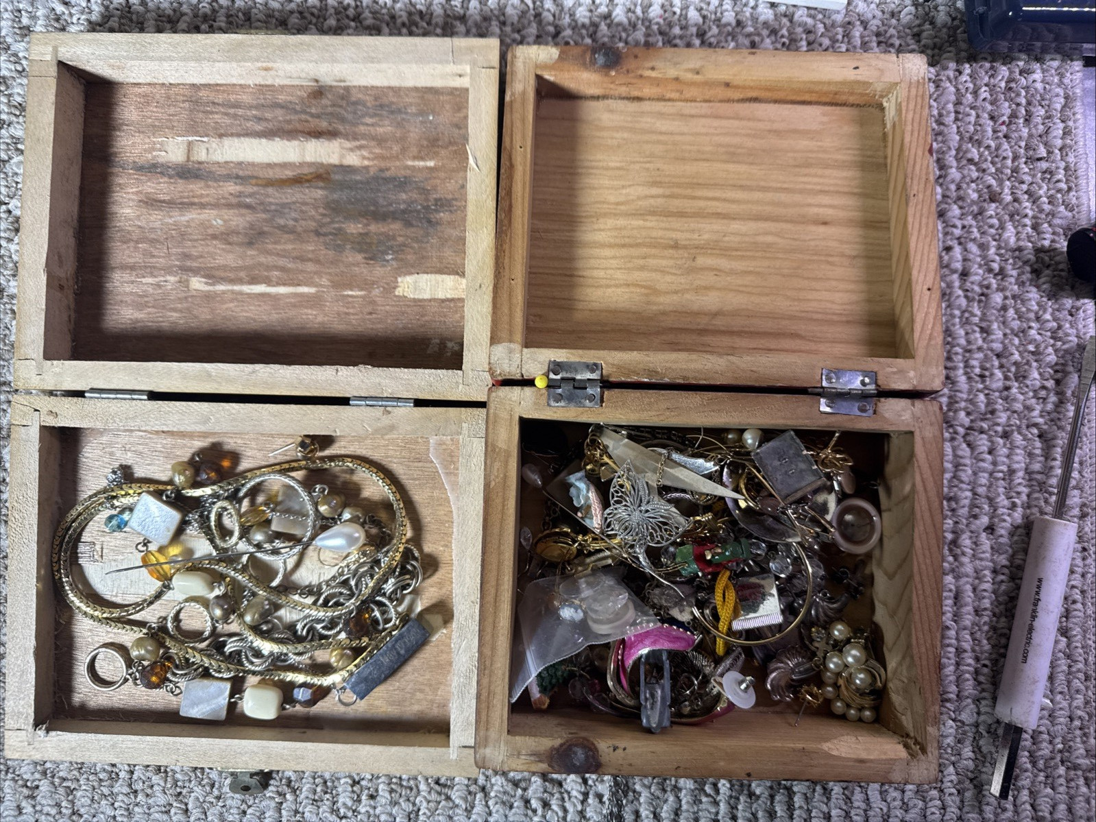 ESTATE FIND – COSMETIC JEWERLY WITH TWO JEWERLY BOXES – OVER 1 LB