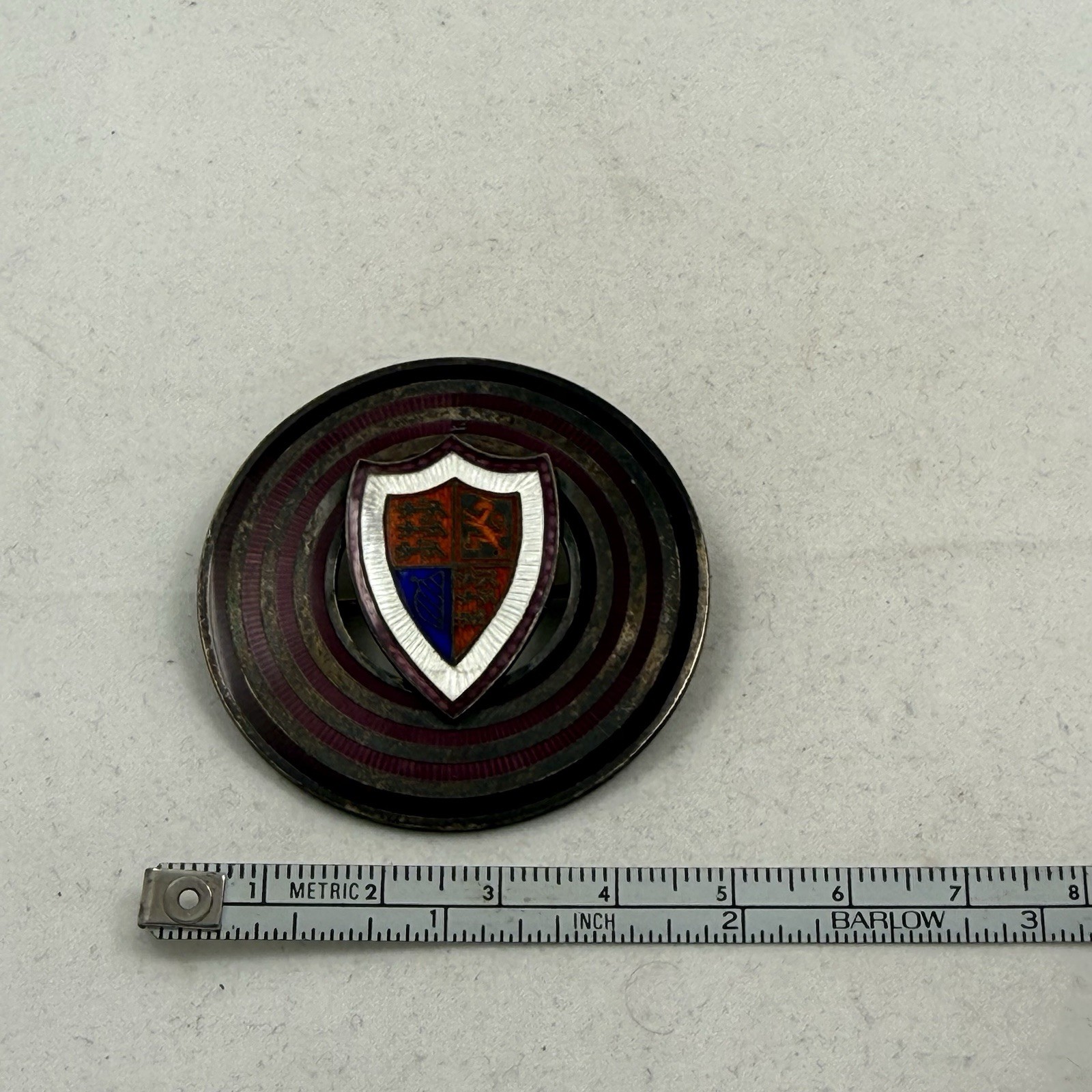 Vintage Unique Sterling Silver Enamel Great Britain Coat of Arms Brooch 23 Grams