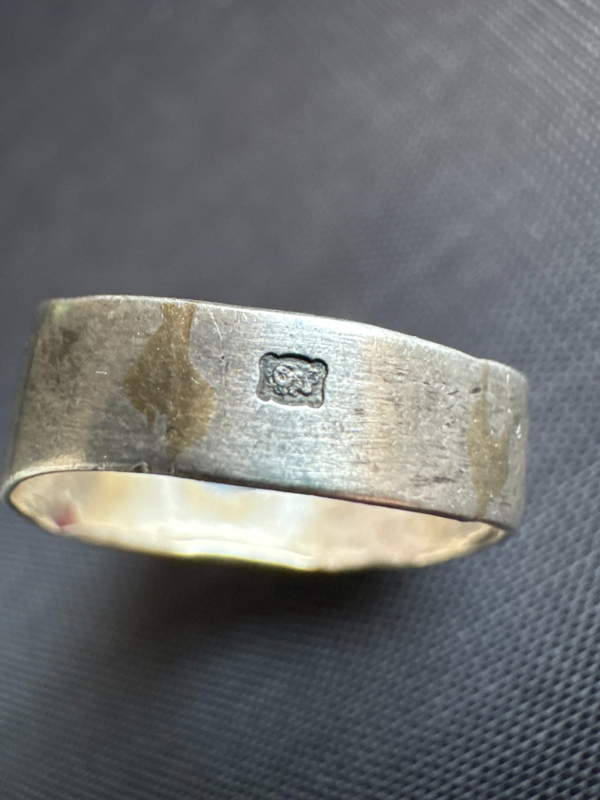 Vintage 925 Sterling Silver Chain Link Band CZ Stone Ring Handmade Size 4.75 US