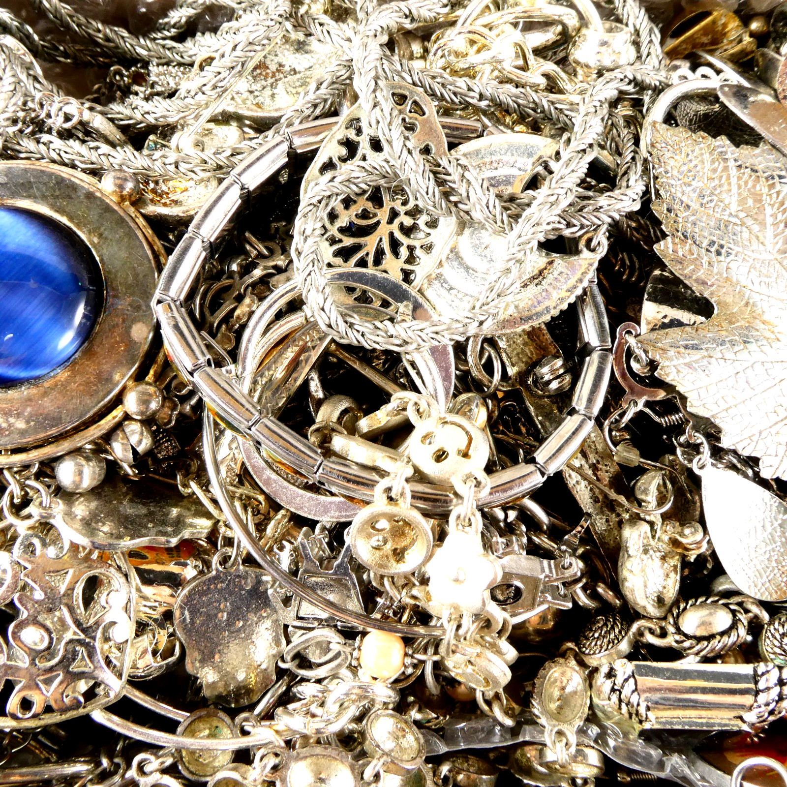 Vintage To Now ALL SILVER TONE Craft/Junk Jewelry Lot 3.1 B Redesign DIY Create