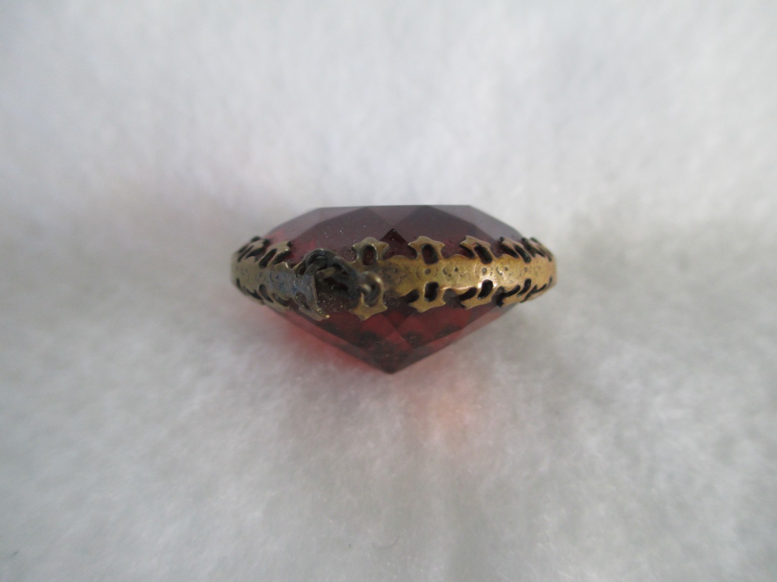VINTAGE ANTIQUE VICTORIAN CZECH GLASS GARNET NECKLACE PENDANT PARTS OR REPAIR