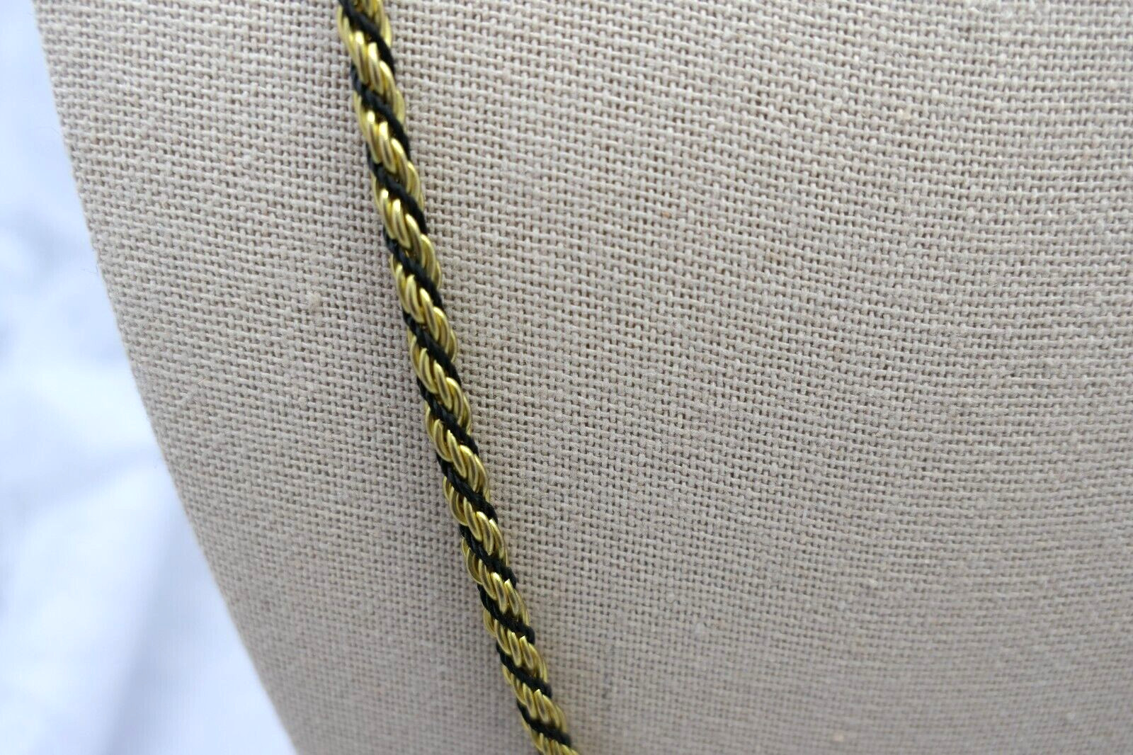 2 Necklaces Gold Tone and Black Twisted Rope Vintage 24″ & 18″