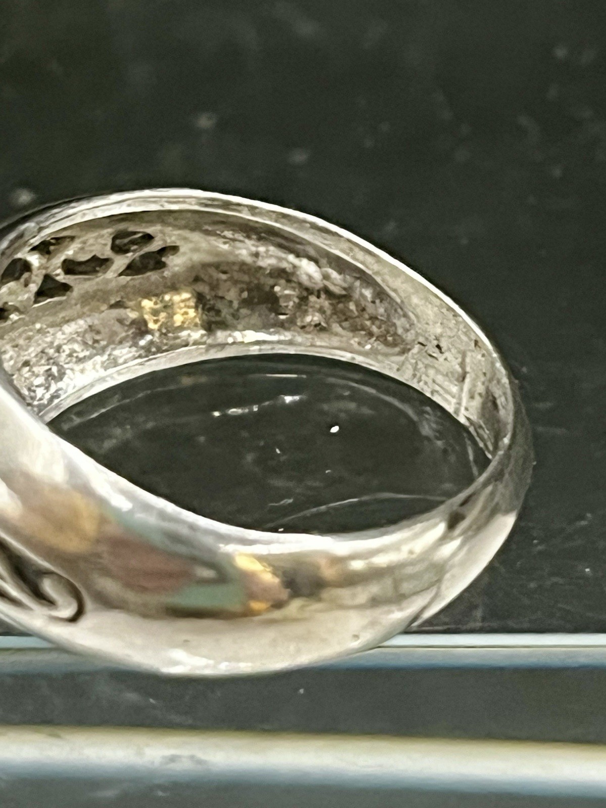 Jezlaine Open Work 925 Sterling Silver VTG. Scroll Dome Band Ring SZ 7.25