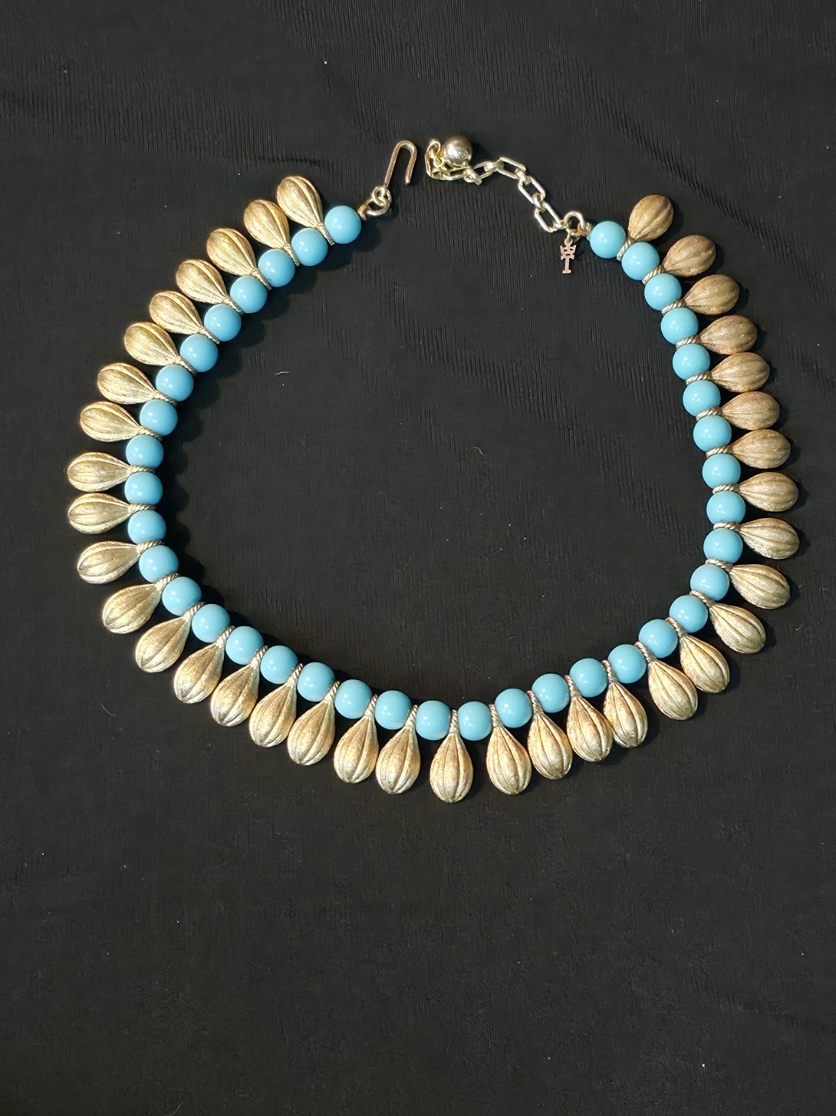 Trifari Egyptian Revival Vintage Necklace Crown Statement Gold Tone