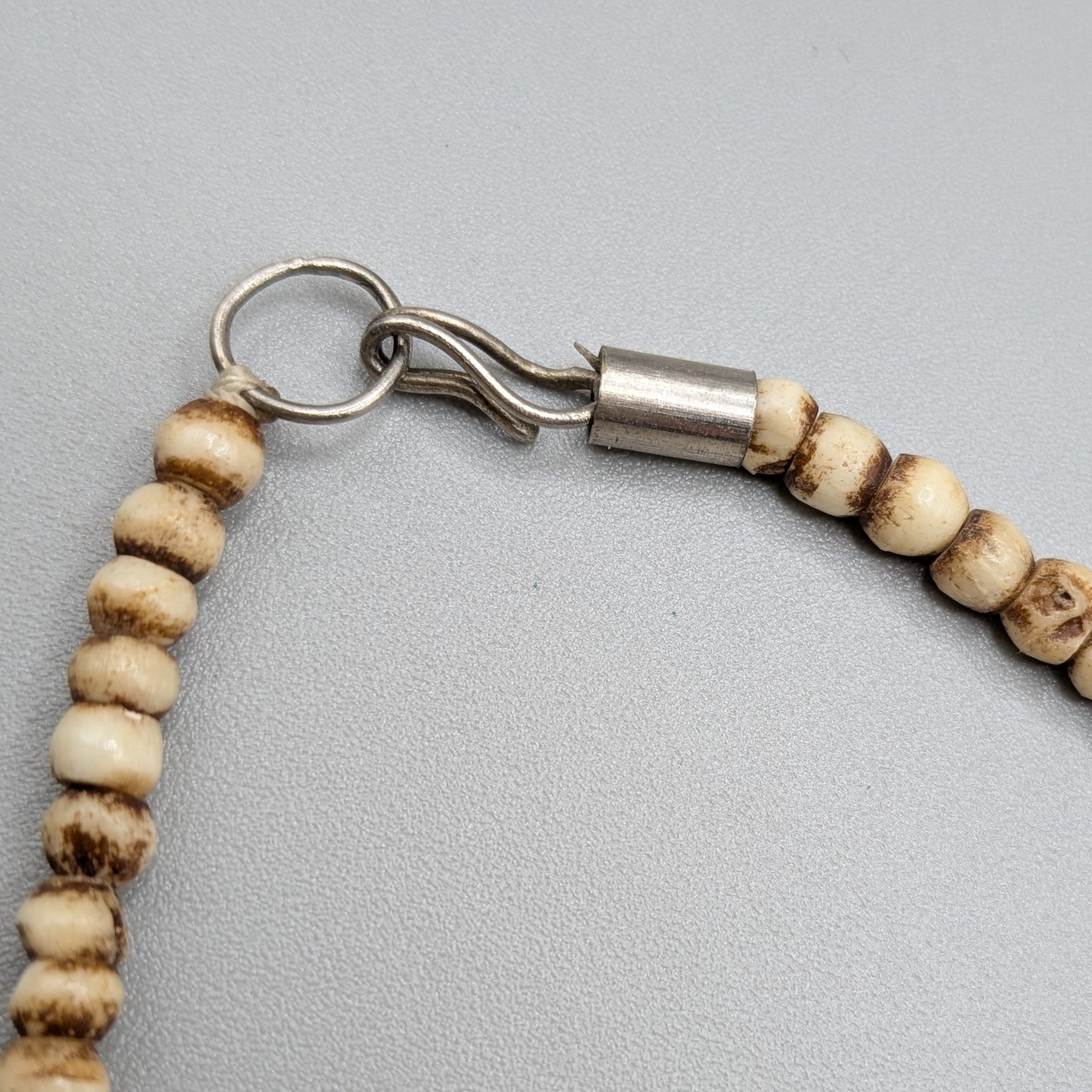 Vtg African Tribal Bovine Bone Chunky Double Strand Layer Statement Necklace 32″