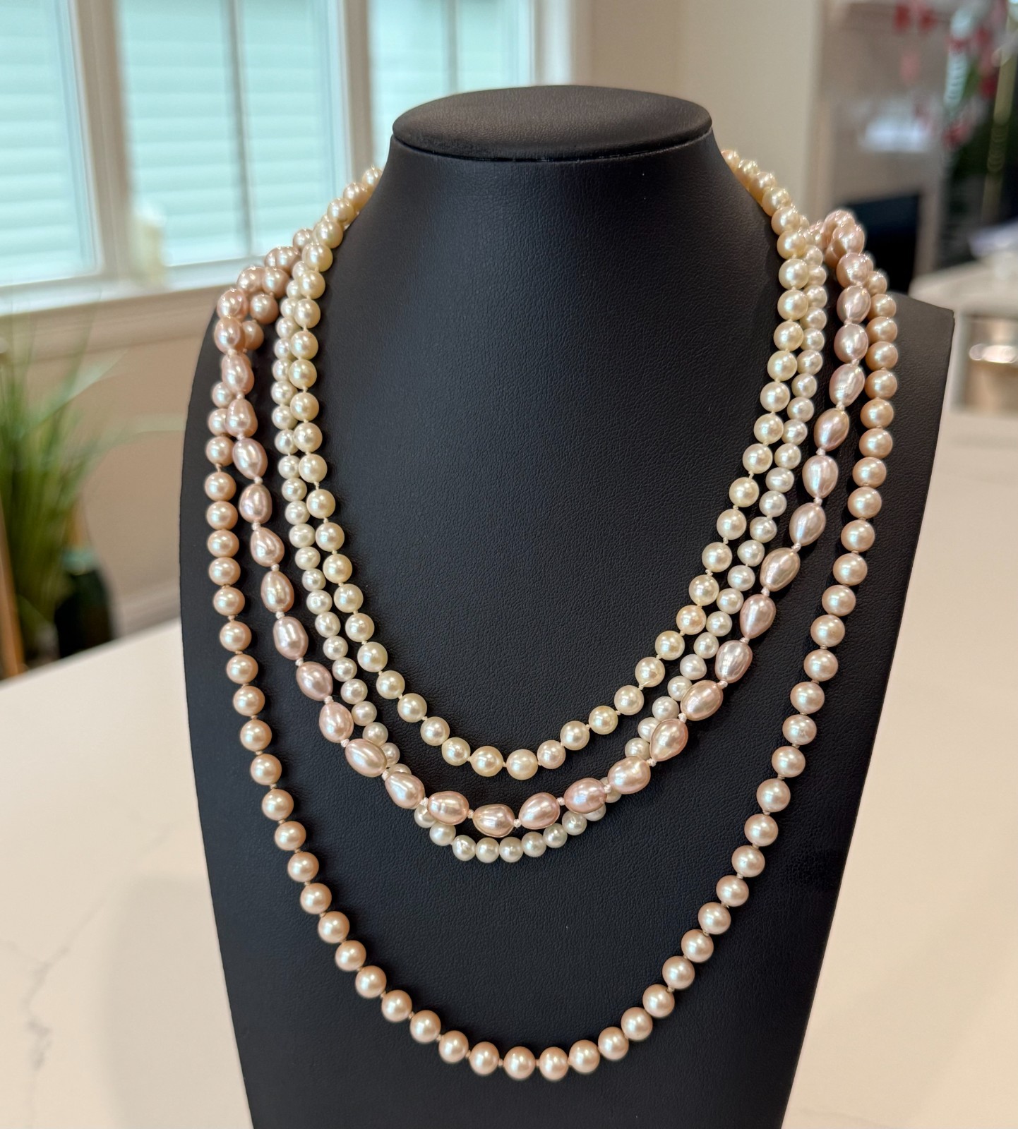 Lot Vintage & Modern Pearl Necklaces Ivory Blush Layering Strands