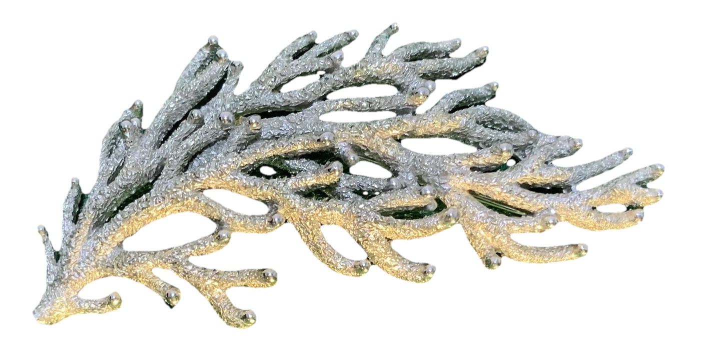Vintage Trifari Seaweed Coral Reef Silver Tone Brooch