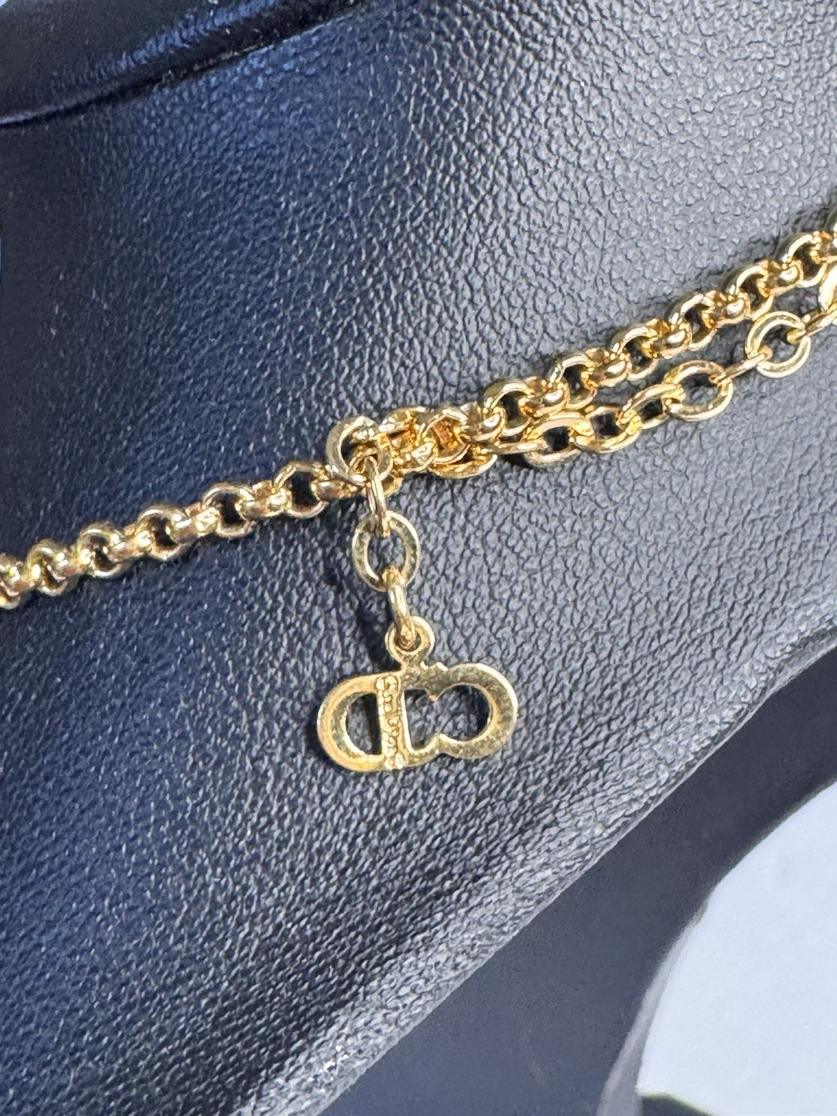 Extremely Unique Christian Dior Crystal and Faux Pearl Cross Pendant Necklace