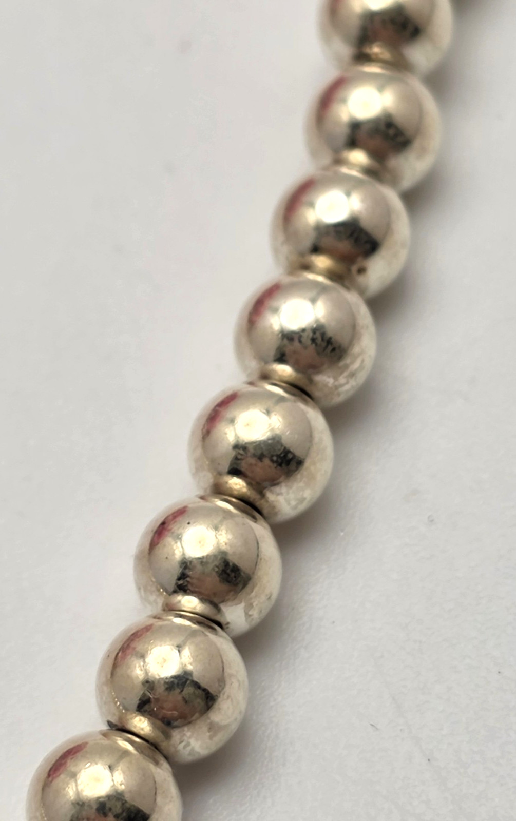 Vintage Sterling Silver Ball Bead Necklace 18 In 6mm Beaded Strand Classic