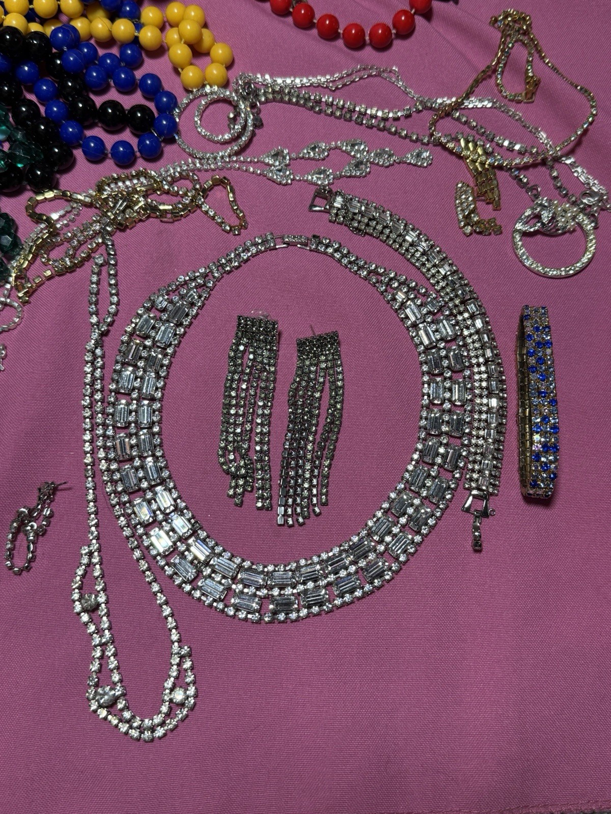 Costume Jewelry Lot VTG Rhinestone Set Givenchy Whiting & Davis Solid Perfume