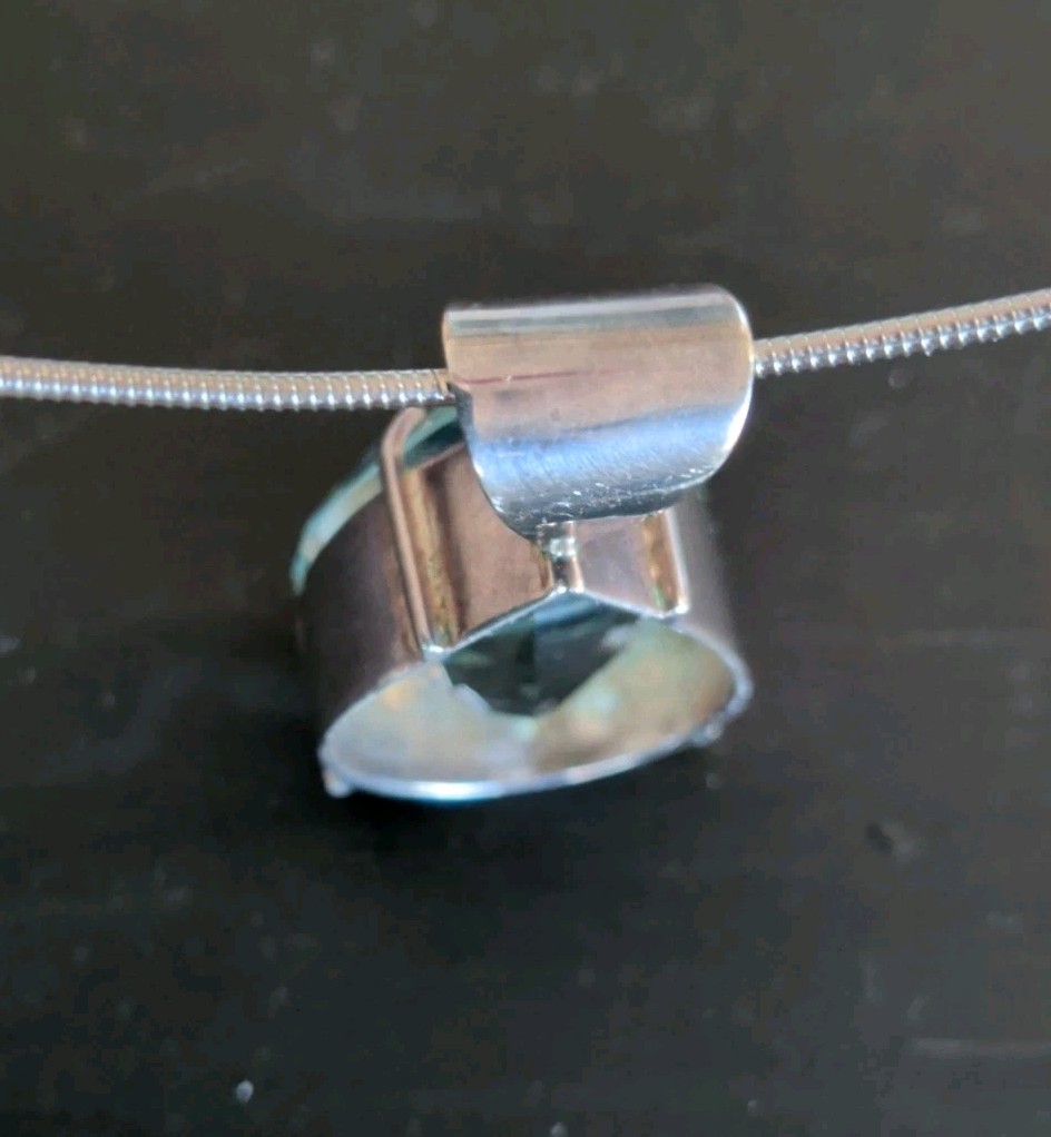 CUSTOM MADE, 65+/- CT VINTAGE AQUA TEAR DROP PENDANT & CHOKER BOTH Solid SS .925