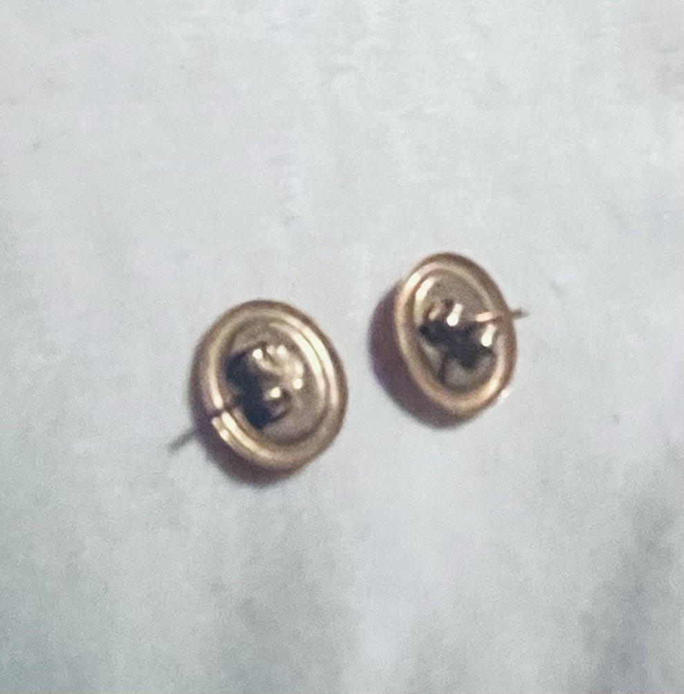 Vintage Cameo Portrait Oval Stud Earrings, Yellow Gold