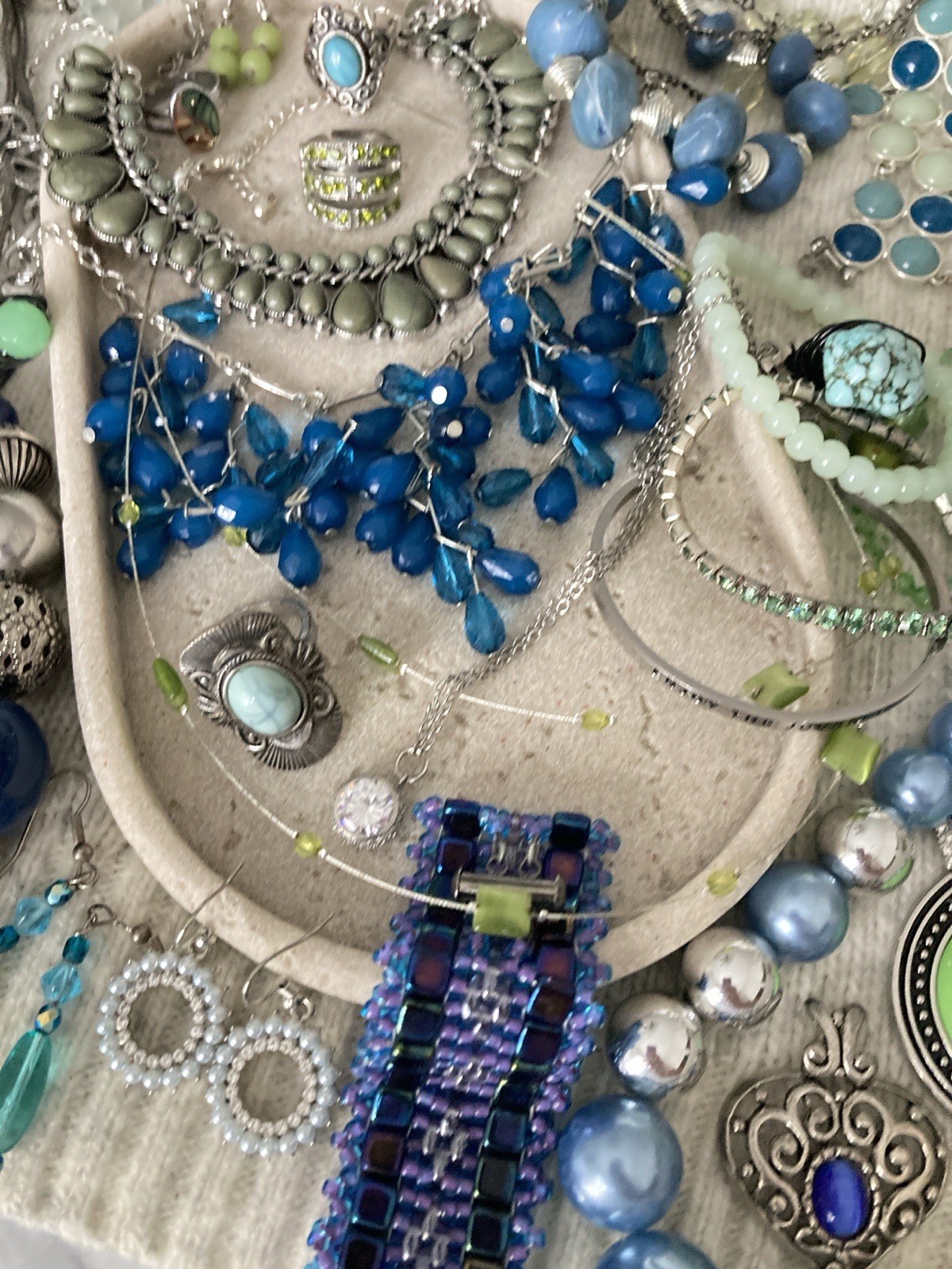 Vintage & Modern Costume Jewelry Lot Curated Collection ALL WEARABLE Blues
