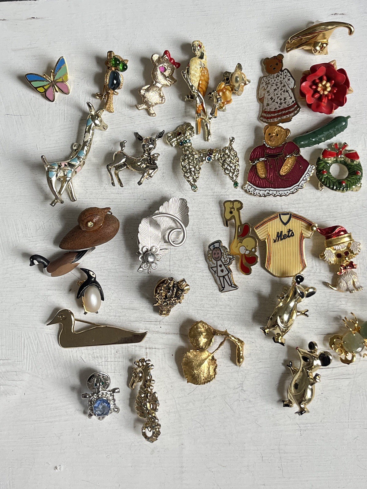 Vintage Jewelry Lot Brooches Small Pins Enamel Rhinestones Animals 1950 – 1980