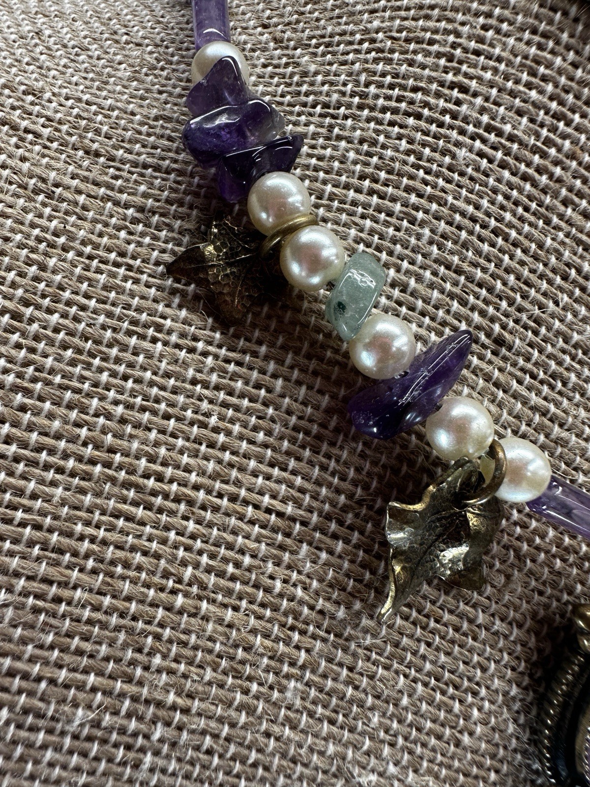 Vintage Necklace Amethyst Bead Whimsical Wire Choker Handmade Fairycore