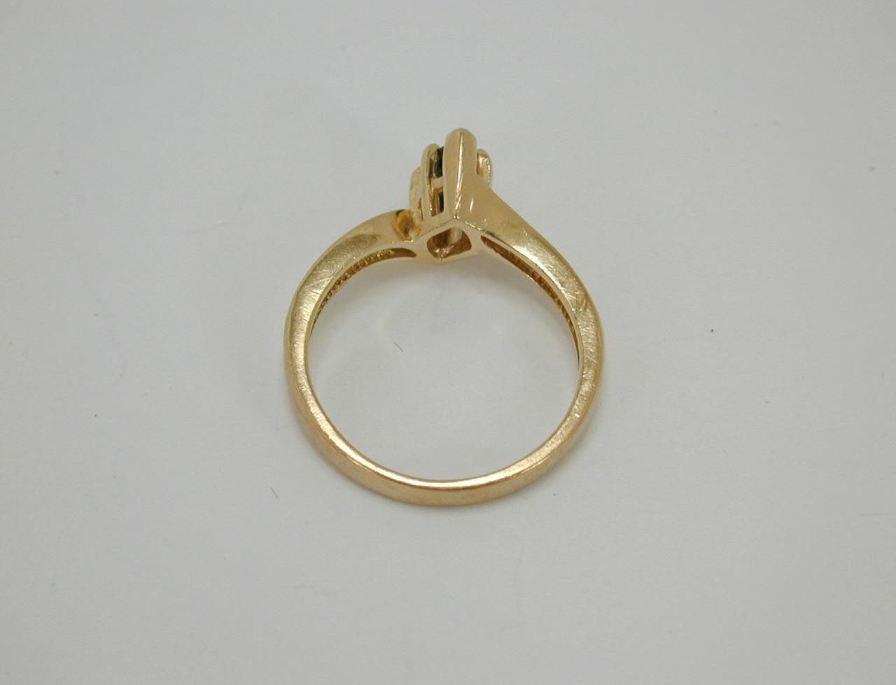 Vtg ASH 14K Yellow Gold Marquise Dark Blue Sapphire & Diamond Ring Size 7.5 585