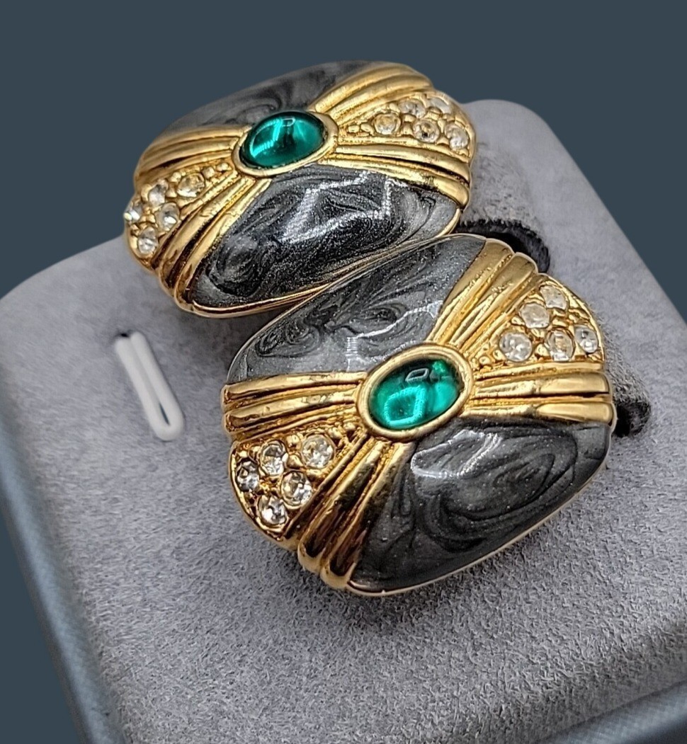 Vtg Kenneth Lane for Avon Duchess of Windsor Panther Collection Post Earrings