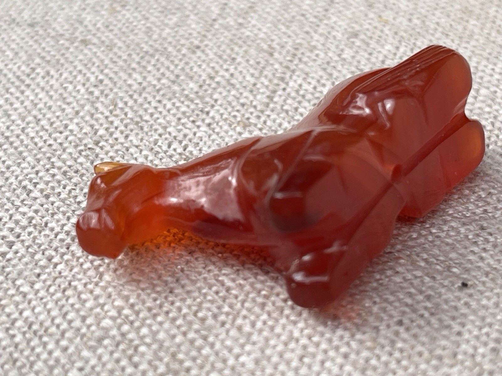 Vintage Chinese Carnelian Mini Horse Bead Pendant Necklace