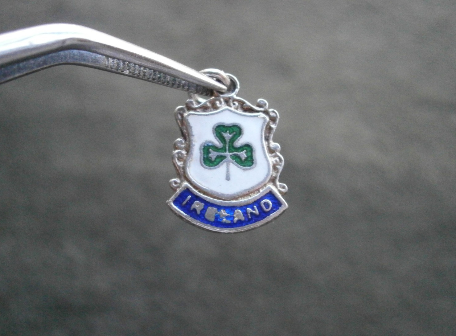 Ireland Shamrock WBs Sterling Silver Enamel Travel Bracelet Charm Pendant FLAW