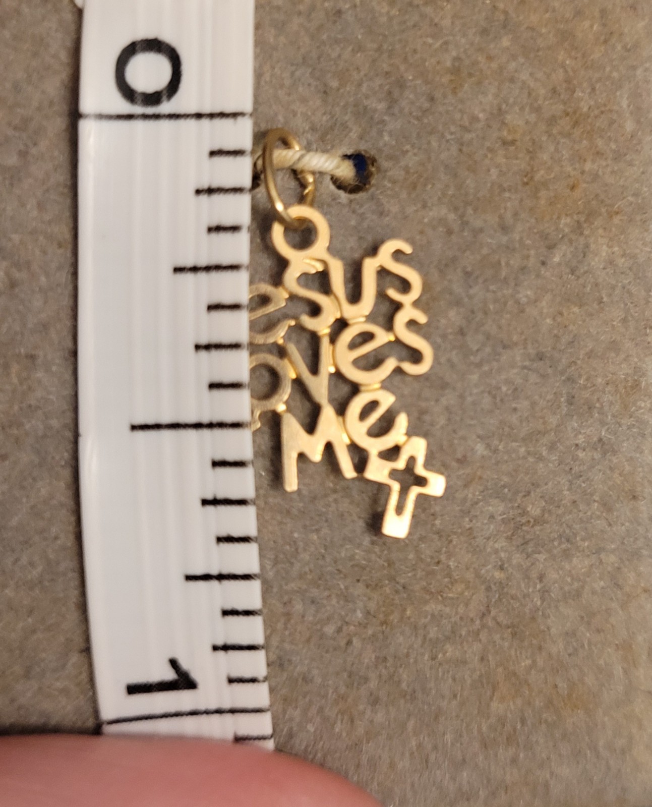 Vintage New Old Stock Marked 14K Gold Charm Pendant Jesus Loves Me Cross