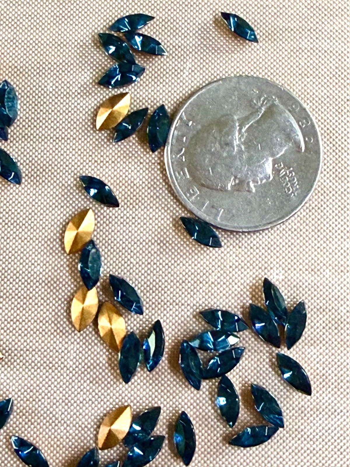 Lot of 55 Vintage Montana Blue Marquise Navette Glass Rhinestones Pointed Back N