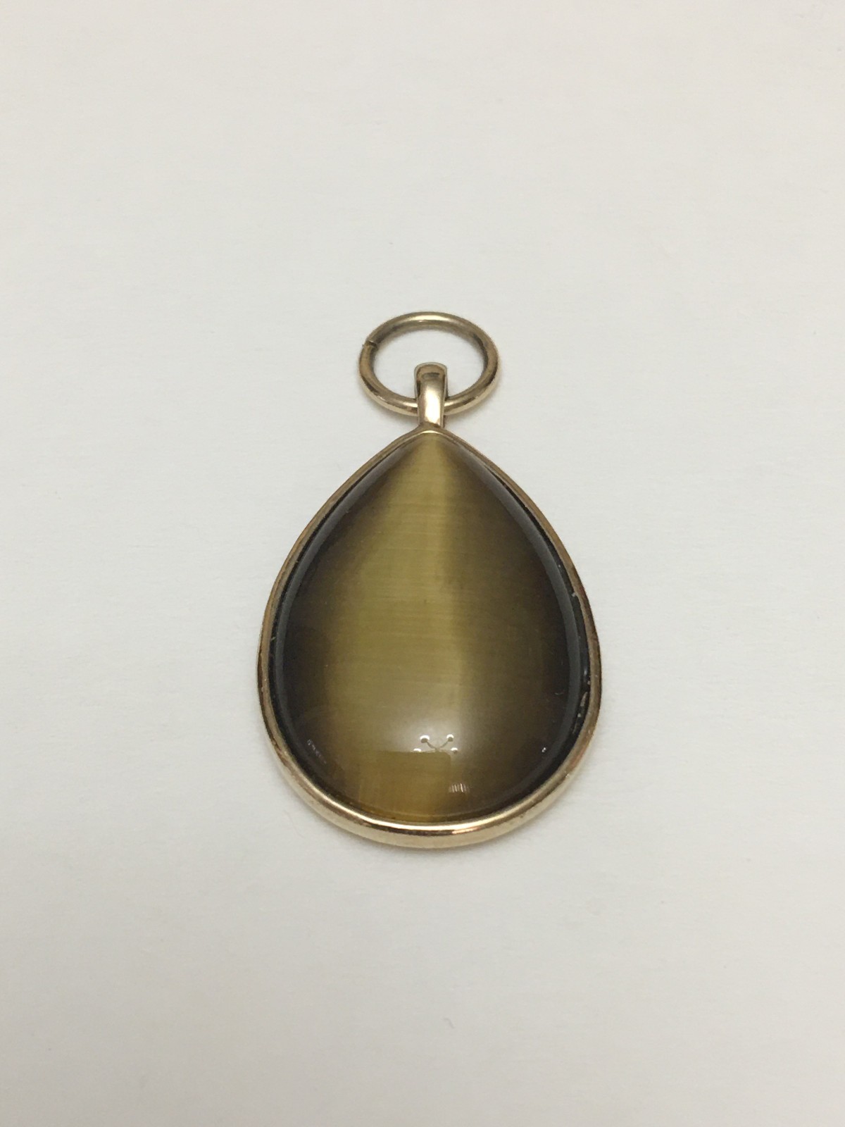 Tiger Eye Stone Pendant With Gold Tone