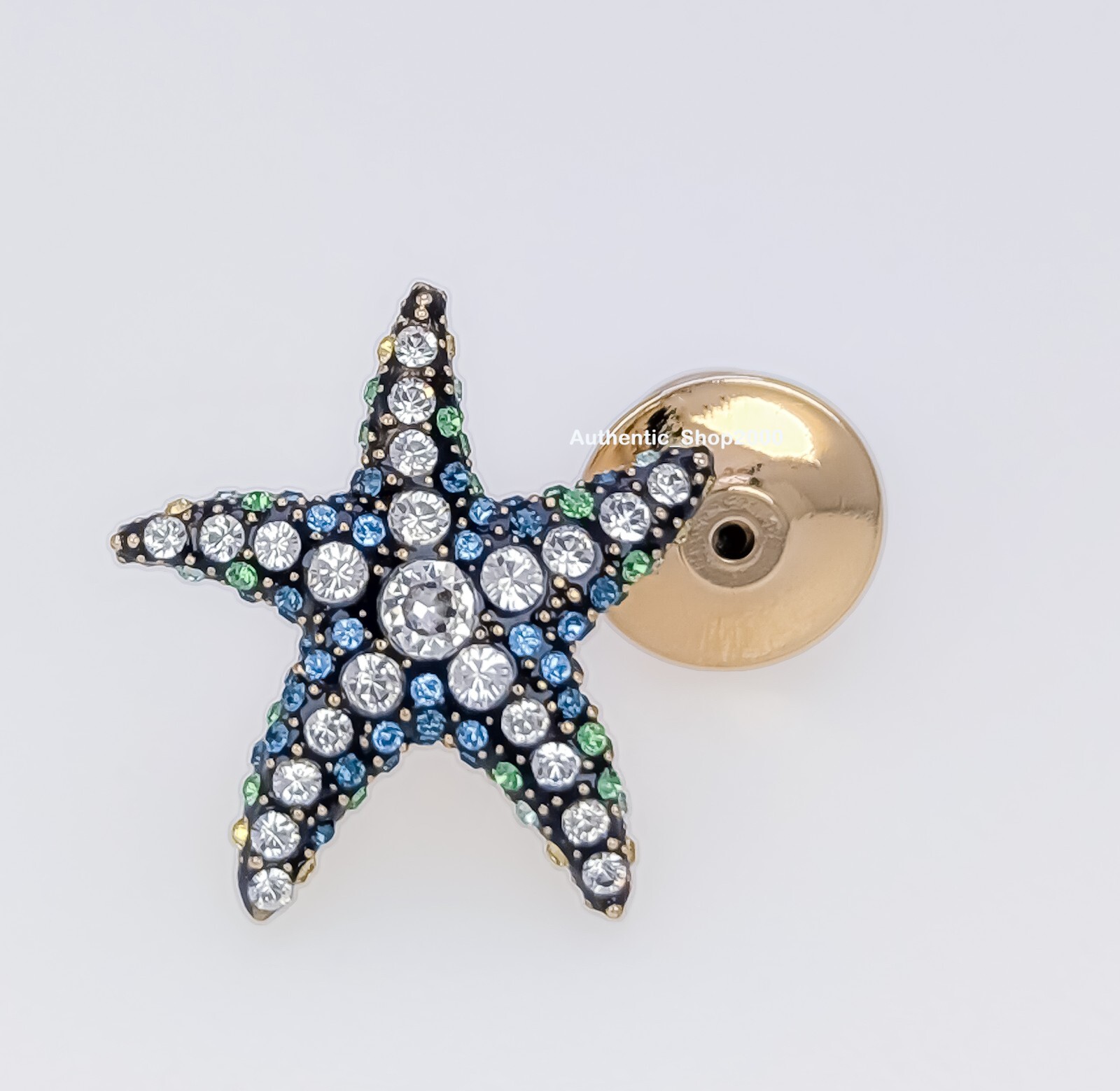 SCS 100% Genuine SWAROVSKI Swan Signed Starfish Brooch Tack Pin Sparkle Crystals