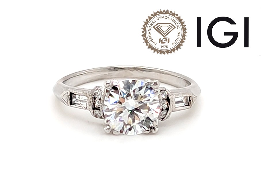 Antique Deco Diamond Engagement Ring 1ct D VS1 Ideal Platinum Genuine 1930’s