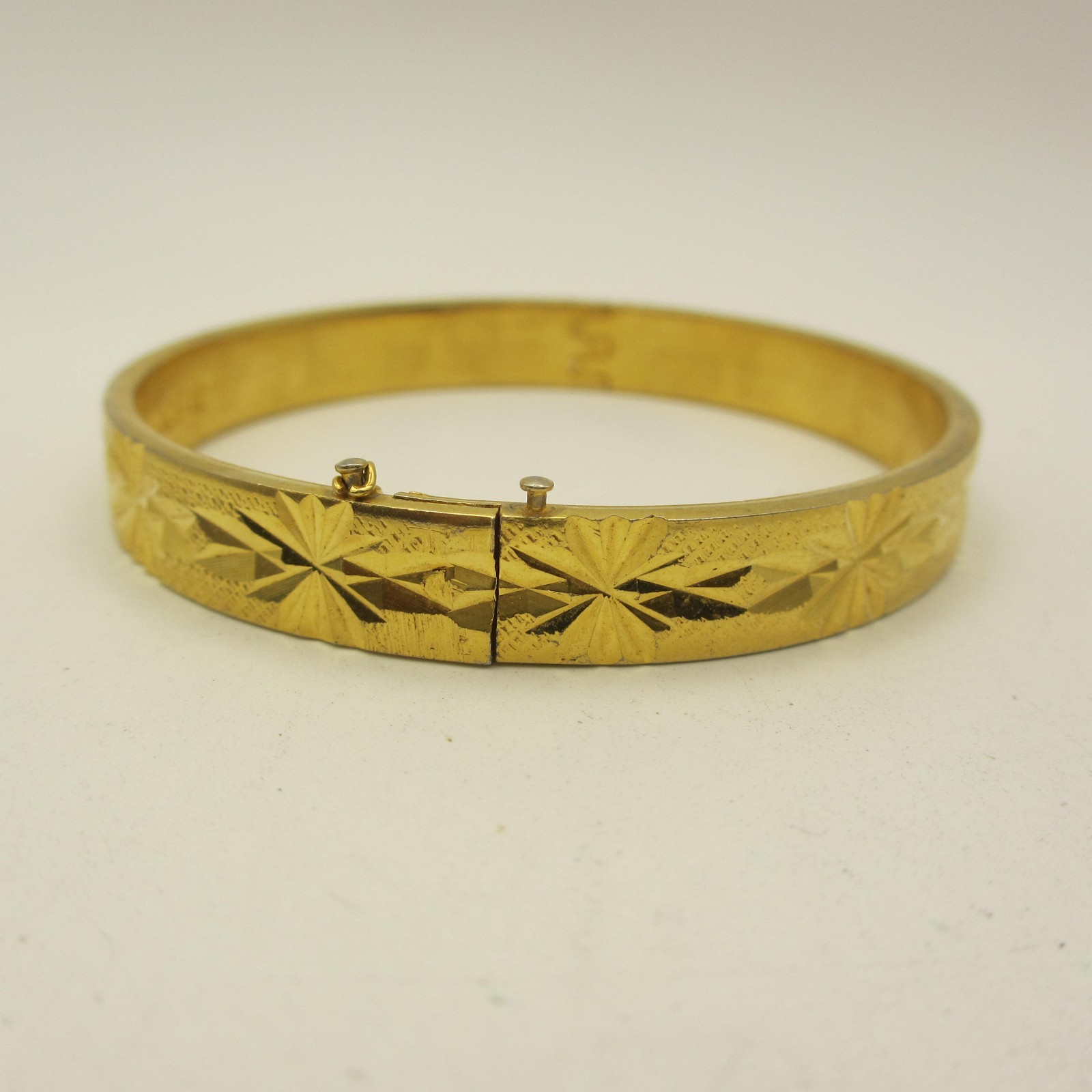 Vintage Rolled Gold Bracelet Atomic Starburst Etched BROKEN SAFETY CHAIN