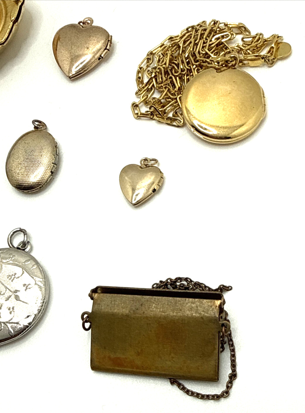 Vintage to Now Jewelry Pendant & Charm Lockets Gold & Silver Tone Lot of 12