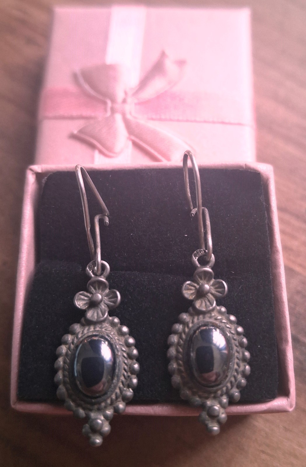 Earrings Vintage Women’s Jewelry IN STERLING SILVER 925 with hematite stone