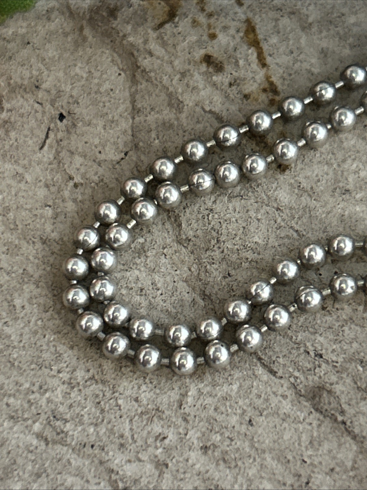 53. Vintage Sterling 925 Crescent Repousse Pendant Ball chain Necklac 14.5g, 22″