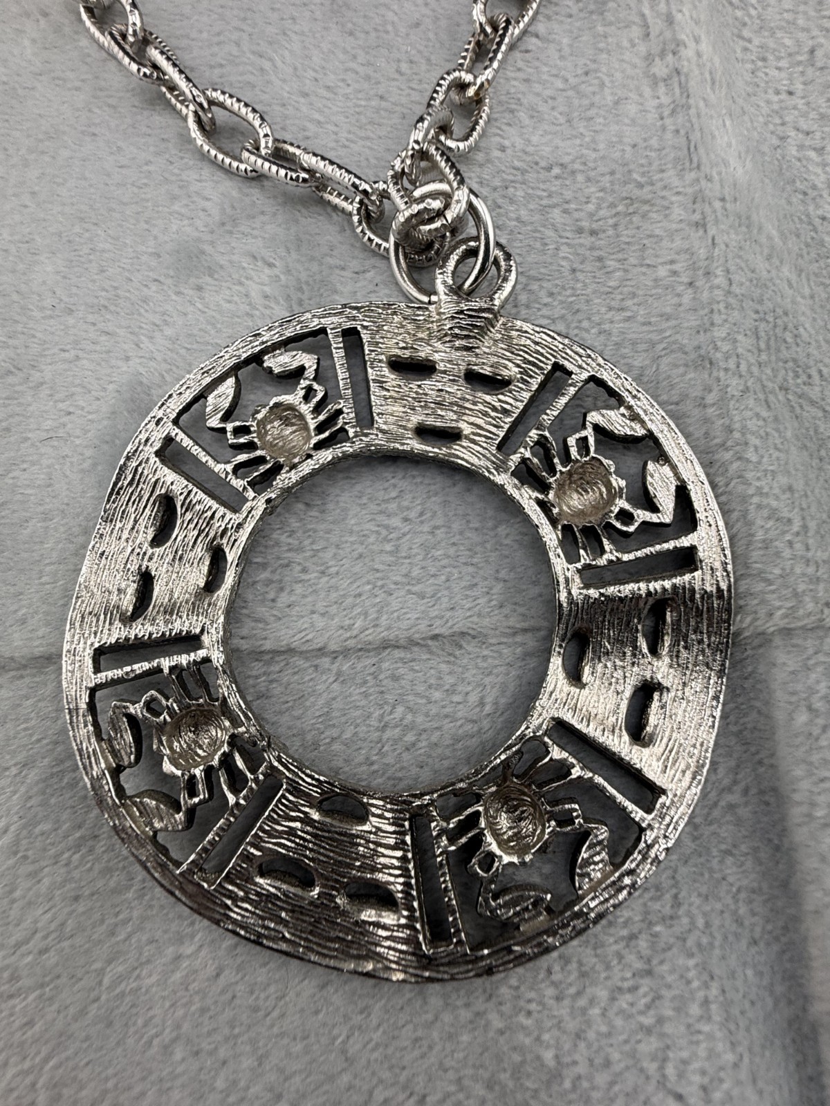 Vintage Sarah Coventry Cancer Zodiac Necklace Talisman Of Love 26″ Signed